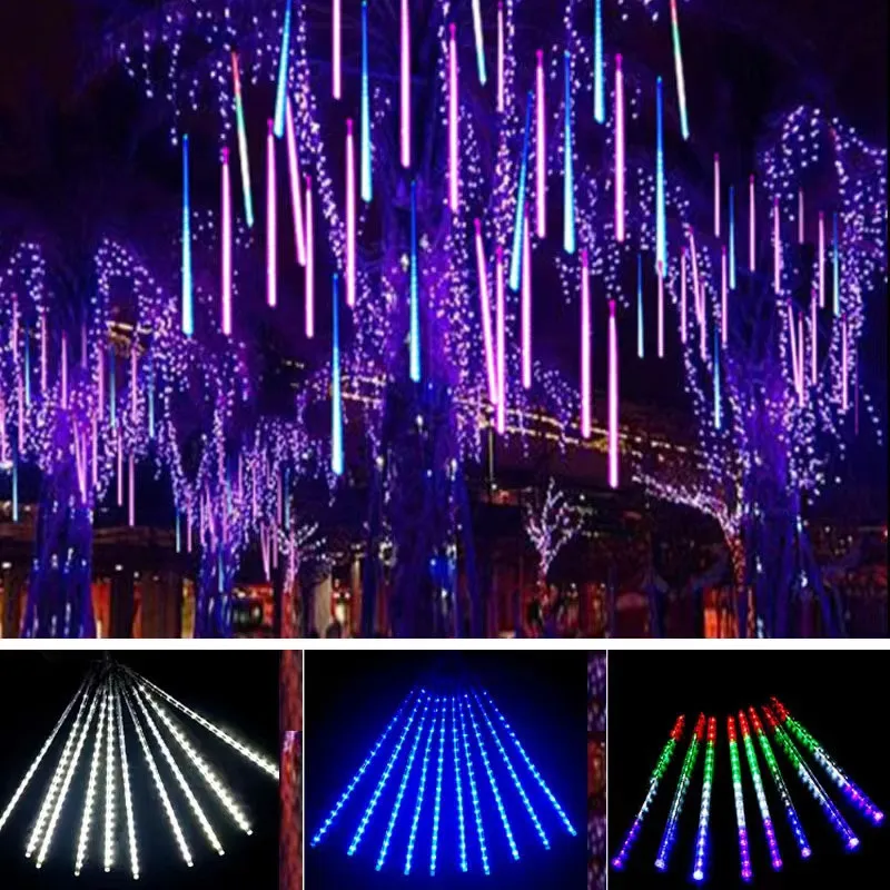 

Solar Meteor Shower String Lights Street Fairy Garlands Christmas Tree Decorations for Outdoor New Year Garden Lights Navidad