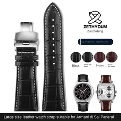 Large size genuine leather watch strap for Armani AR2411 Panerai PA111 441 men's 22mm 23mm 24mm 26mm 28mm big width Watchband