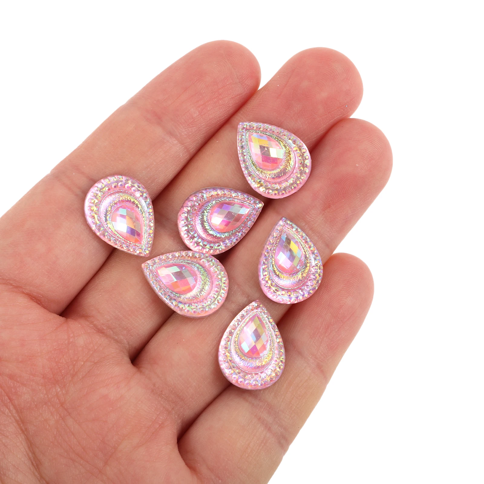 

50Pcs Water Drop Rhinestones Flatback Craft Embellishments Sew On Gemstones For Wedding Dress Clothes Decor Accessories
