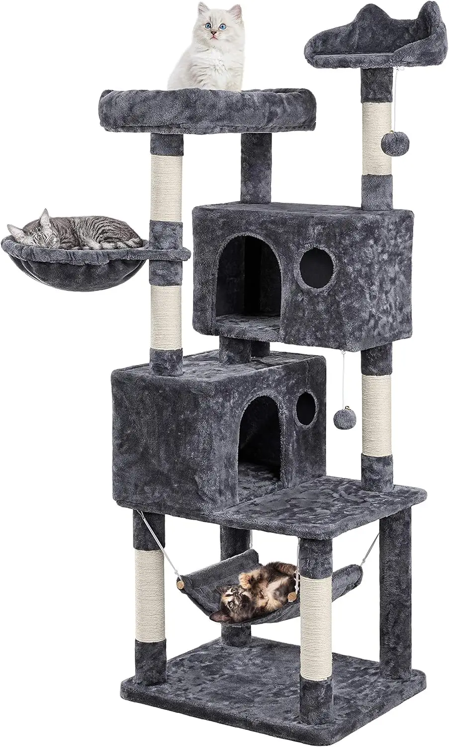 Yaheetech 64.5in Extra Large Multi-Level Cat Tree Kittens Play House Condo with Platform, Perch Hammock & Scratching Posts,