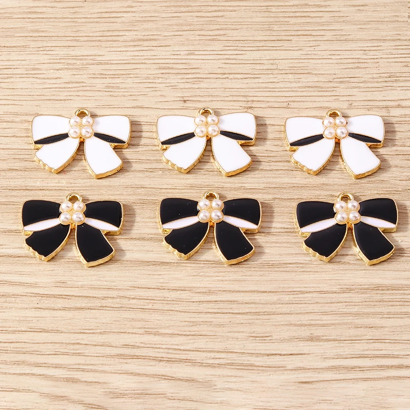 10pcs 22x16mm Cute Enamel Bowknot Charms Pendants for Jewelry Making Necklace Earrings Bracelets DIY Handmade Crafts Accessories