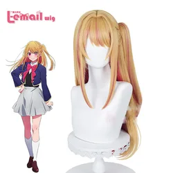 L-email wig Synthetic Hair Oshi no Ko Hoshino Rubi Cosplay Wig 70cm Long Yellow Rose pink highlights Ponytail Heat Resistant Wig