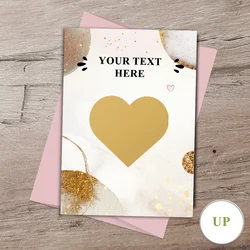 Surprise Scratch Card for Him or Her, Holiday Surprise Present, Secret Message Card, Gold Heart Scratch Card, Christmas Scratch