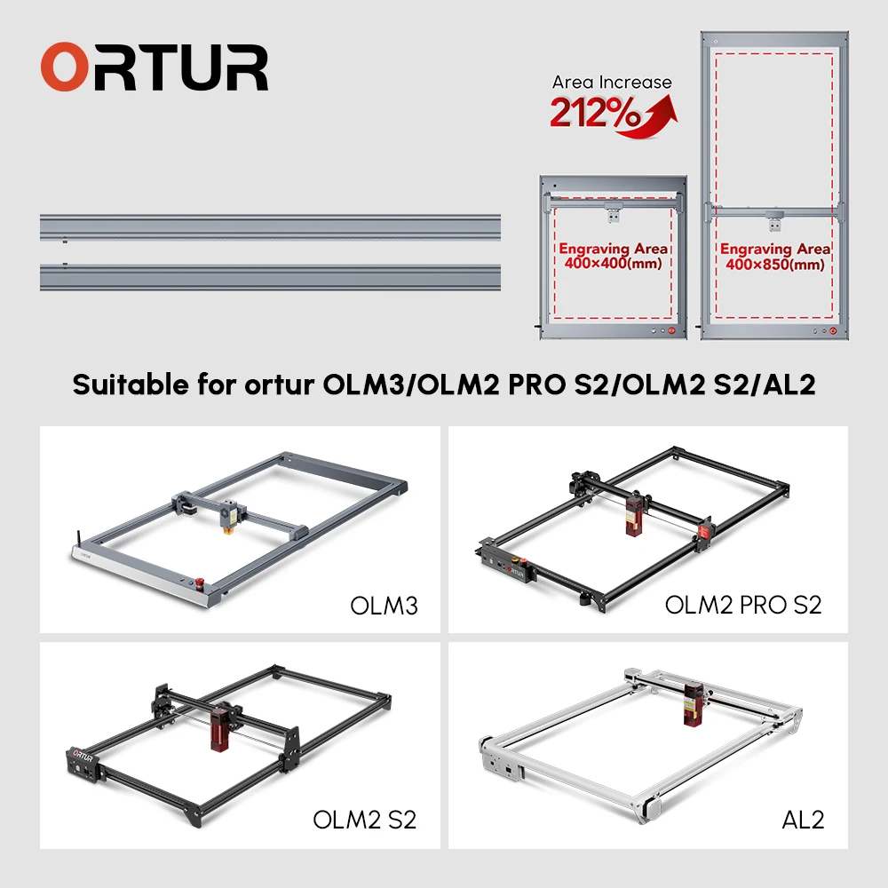 ORTUR Laser Engraver Engraving Work Area Expansion Kit Y Axis Extension Kits Upgrade For AlgoLaser DIY Kit Alpha High Precision