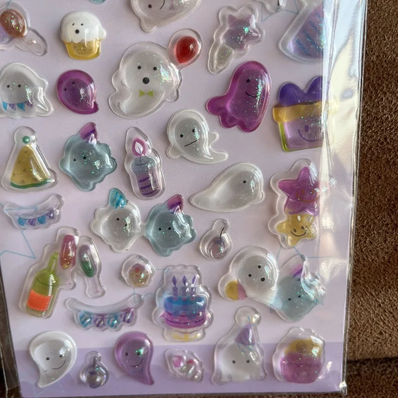 Kawaii Japanese 3D Relief Drop Sticker for Scrapbooking Cute DIY Phone Case Decor Sticker School Stationery Supply