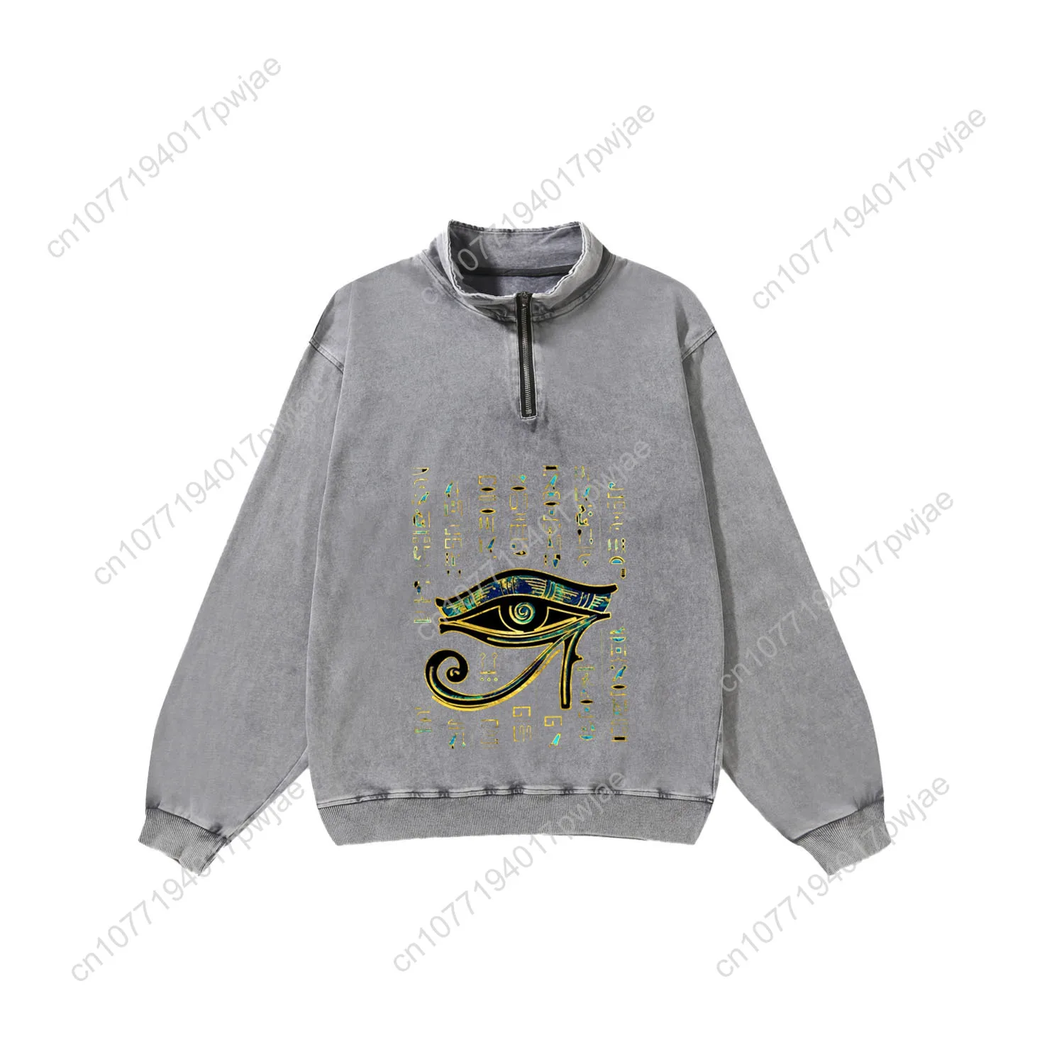 Horus Egyptian God Eye of Egypt Custom Retro Sweatshirt Mans Womans Half Zipper Vintage Sweat Shirt Photo Custom Made Tops