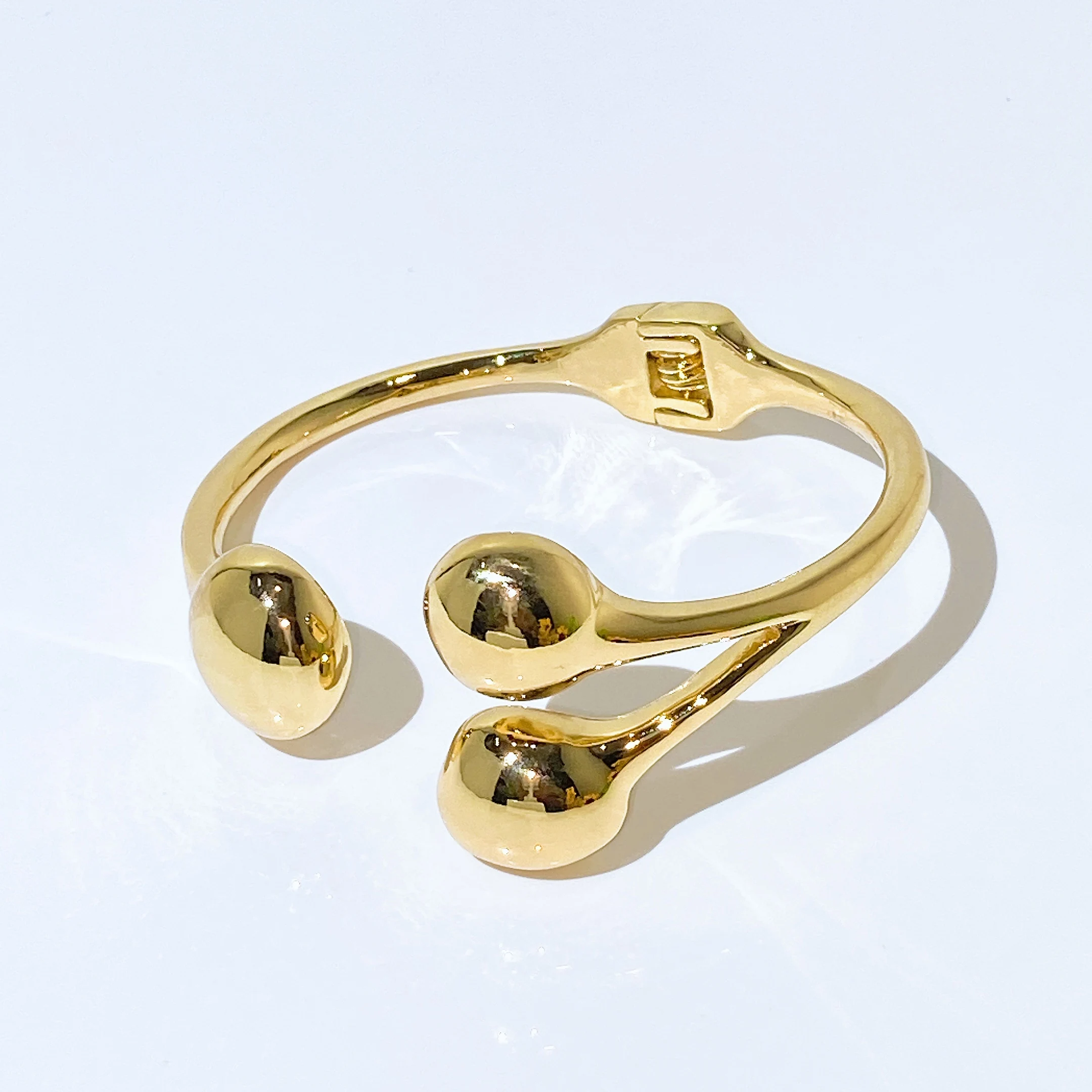 Gold Tone Spring Hinged Bangle Bracelet Multi‑Style Cuff Wristband Faux Pearl Gemstone Textured Metal Jewelry For Women Daily