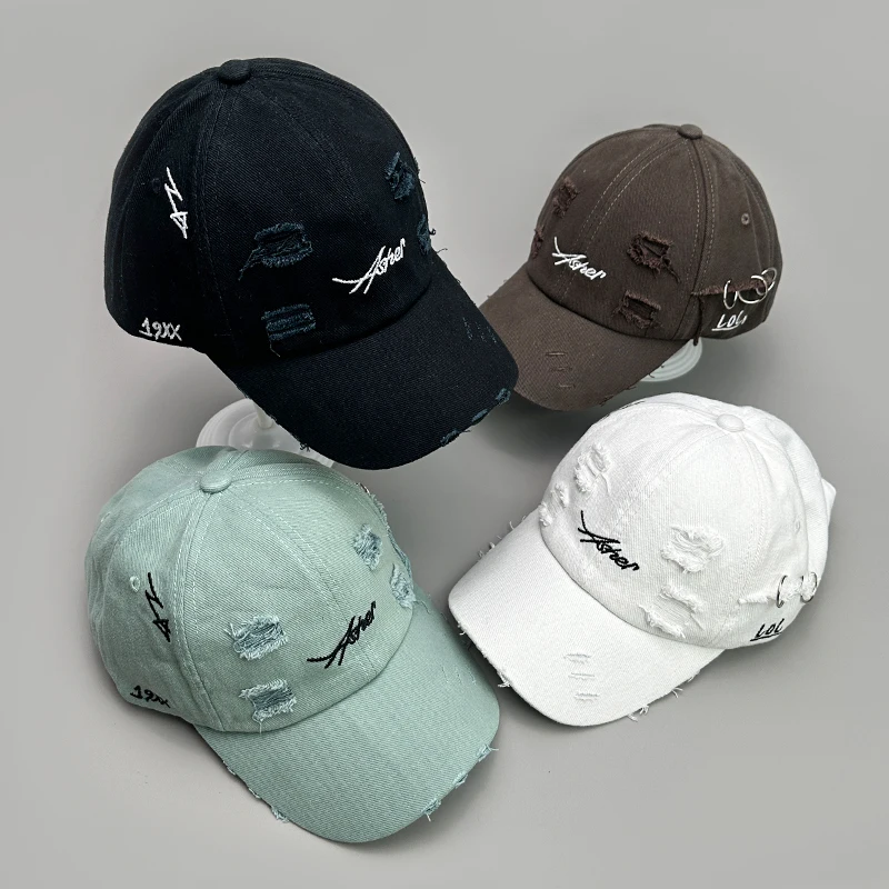 Hoop Retro Embroidered Letters Baseball Hats New Men Women Broken Style Fashion Sunshade Snapback Caps Versatile Street Personal