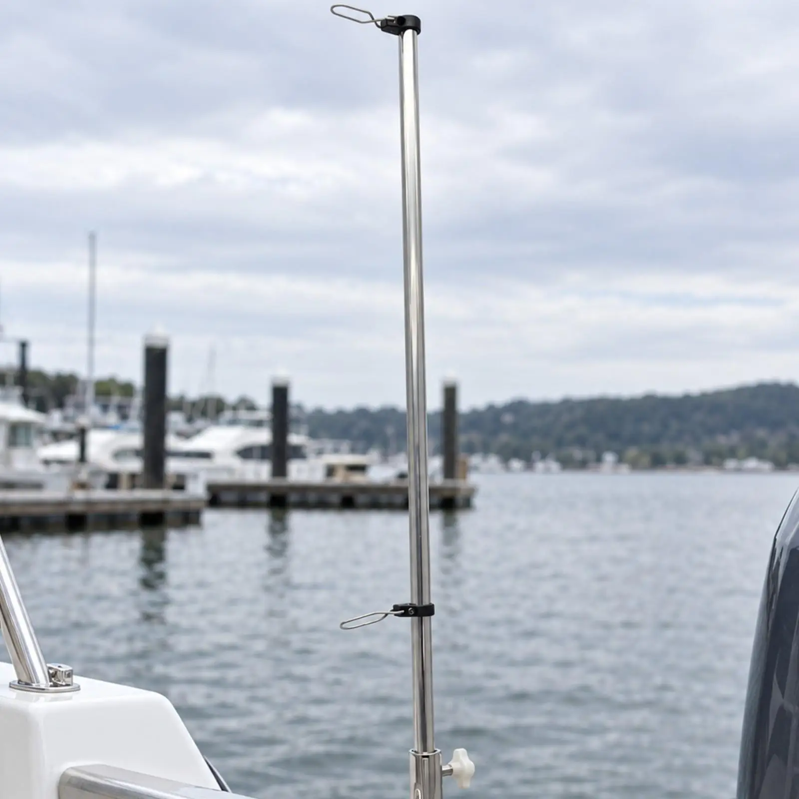 Nautical Flagpole Mount Boat Flag Bracket Stainless Steel Clamp Style Holder for Yacht Railing Rail