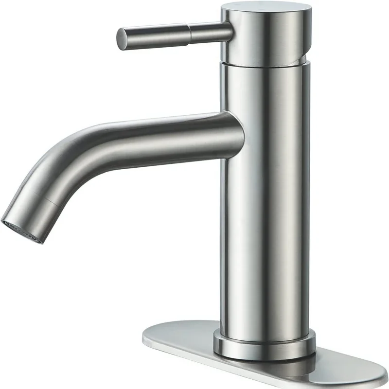 

Bathroom Basin Faucet Single Handle Sink Faucet Stainless Steel Single Hole Faucet Hot And Cold Mixing Faucet Deck Mount Brushed
