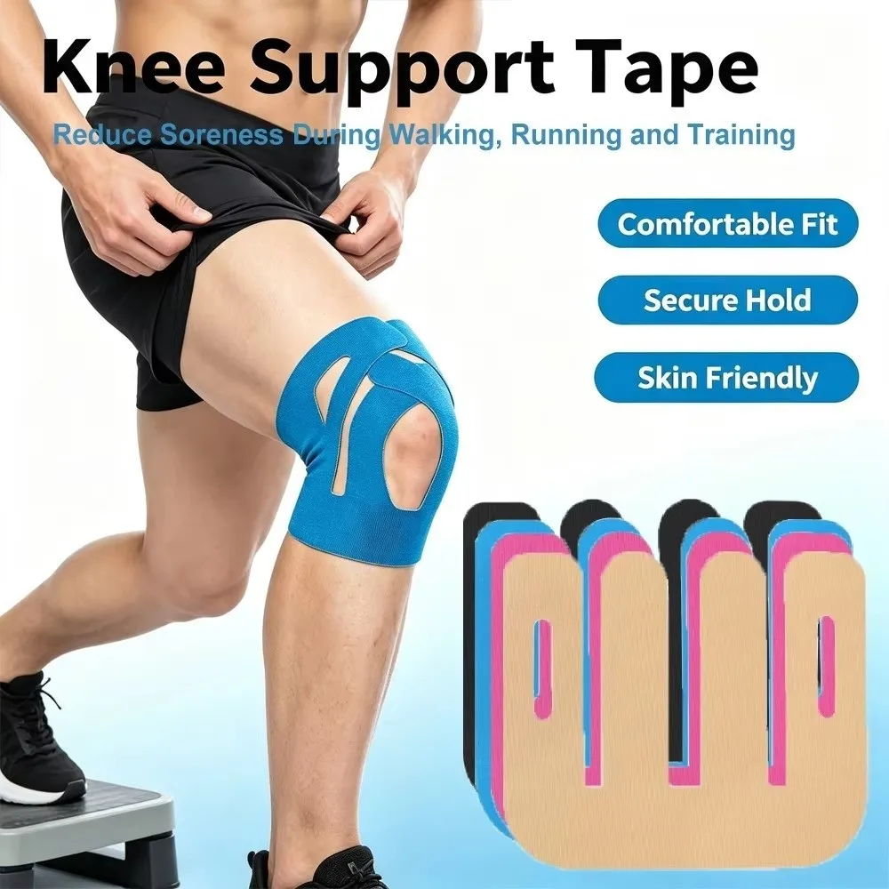Contoured Knee Support Tape Dynamic Compression Precut Kinesiology Tape Breathable Elastic Flexible Compression