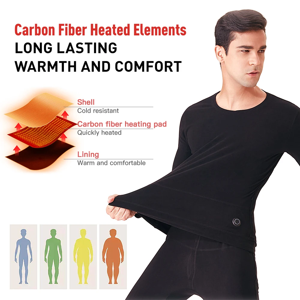 

Heated Underwear for Men Women Electric USB Heated Heating Shirt & Pants Set with 24 Electric Heating Sheet & App Control