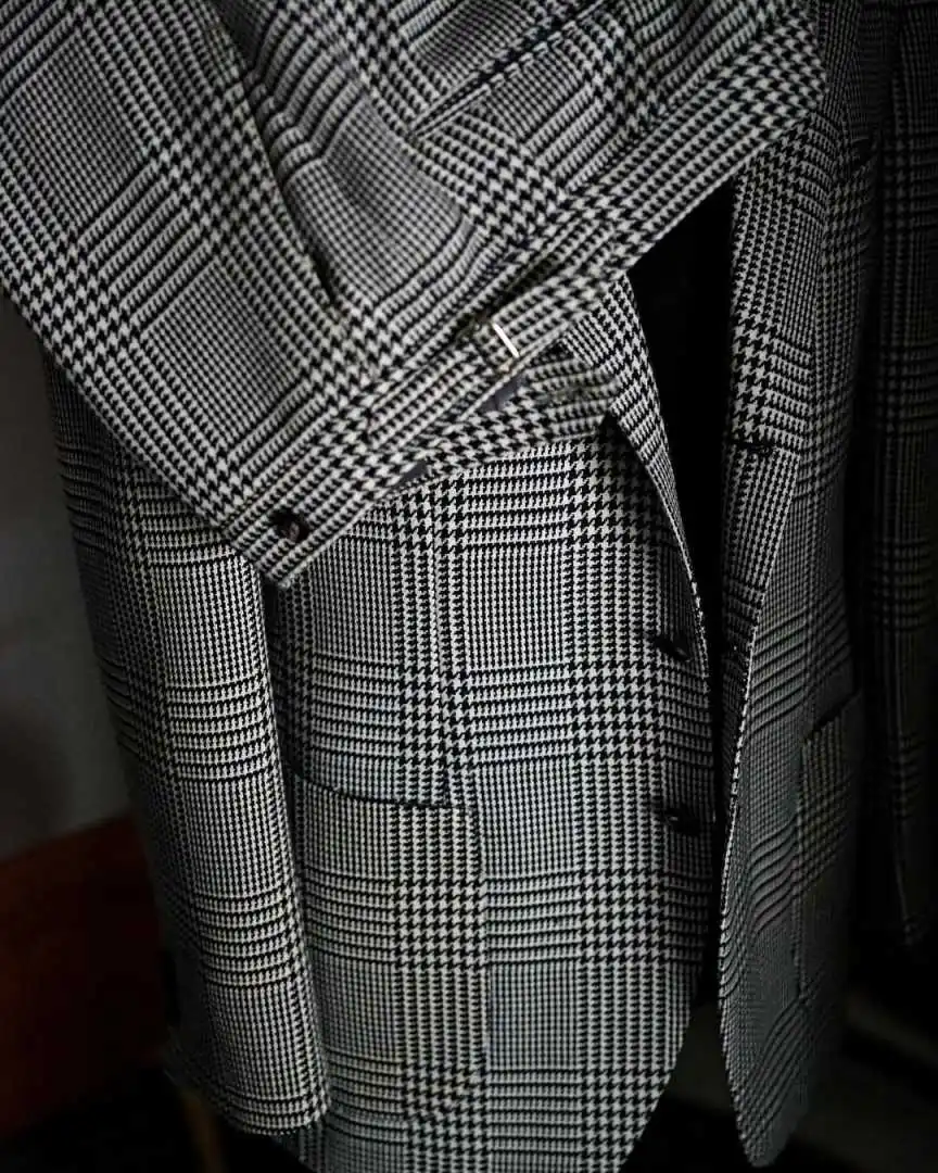 الحديثة منقوشة الرجال الدعاوى سليم صالح 2 قطعة سترة السراويل واحدة الصدر الشق التلبيب نمط الأعمال سترة مخصصة #5