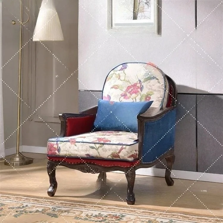 

Кресло-табурет B Country из массива дерева, тканевое, с высокой спинкой, в стиле «тигр», для гостиной, одноместное, для отдыха