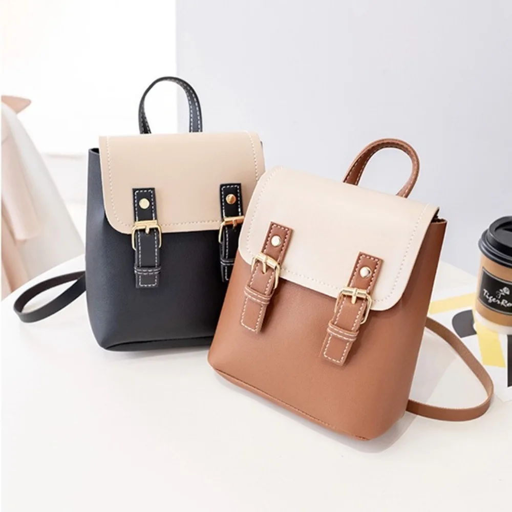 Fashion Mini School Bags PU Leather Multi-Function Shoulder Bags Waterproof Women Backpack Students