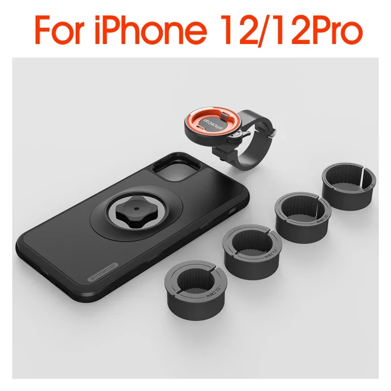 Fiets-/motorfiets telefoonhouder met schokbestendige hoes voor iPhone 17/16/15/14/13/12/11 Pro Max, mountainbike motorfiets stuurhouder