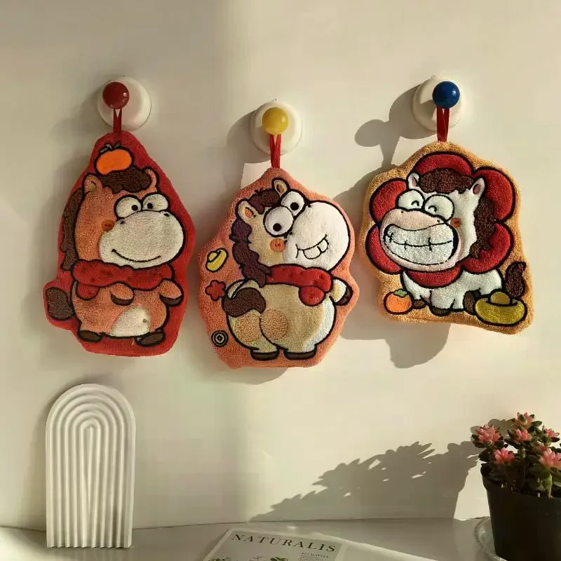 Horse Hand Towel Chinese New Year 2026 Hand Towel Absorbent Handkerchief Spring Festival Hand Towel Bathroom Wipe Water Towel