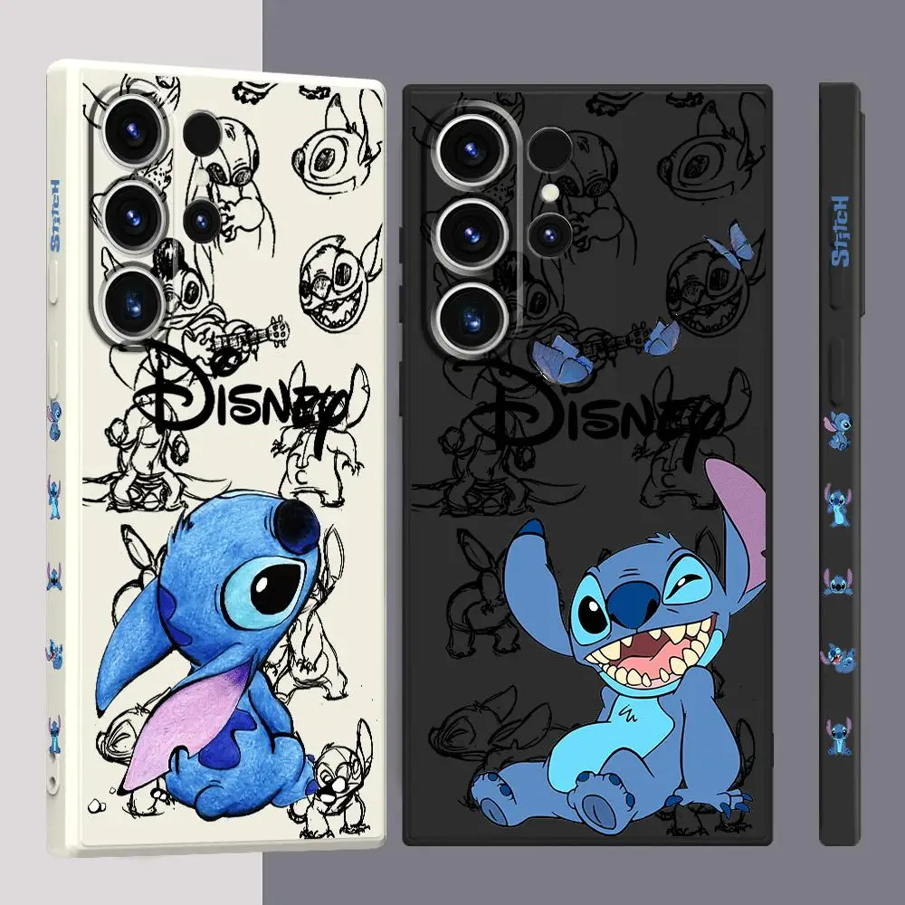 Case for Samsung Galaxy S9 S8 Note 20 Ultra 10 Plus S10 S22 S23 Ultra 5G S20 FE S21 Stitch The Baby Disney Square Liquid Cover