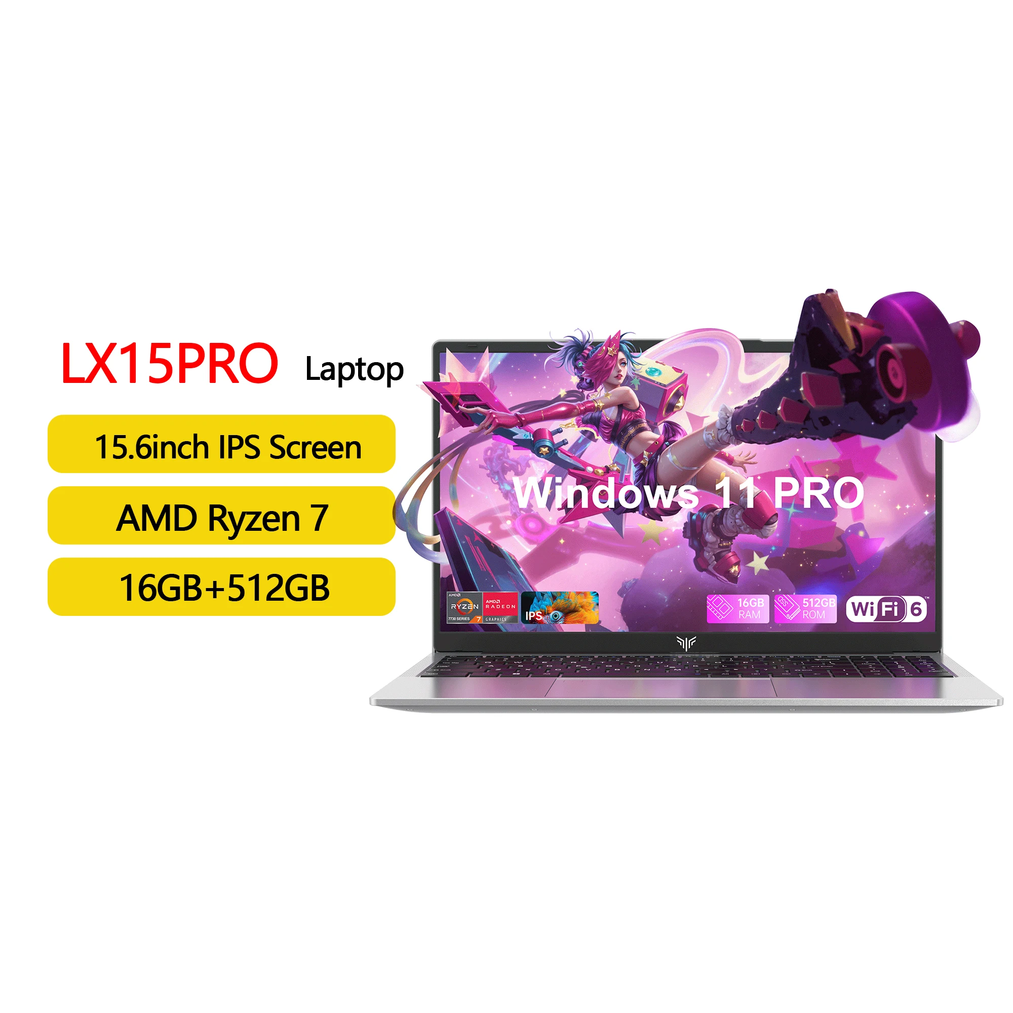 ACEMAGIC LX15PRO Laptop Computer AMD Ryzen 7 7730U Windows Laptop 15.6-in IPS 16GB DDR4 512GB NVMe SSD Numeric Keyboard