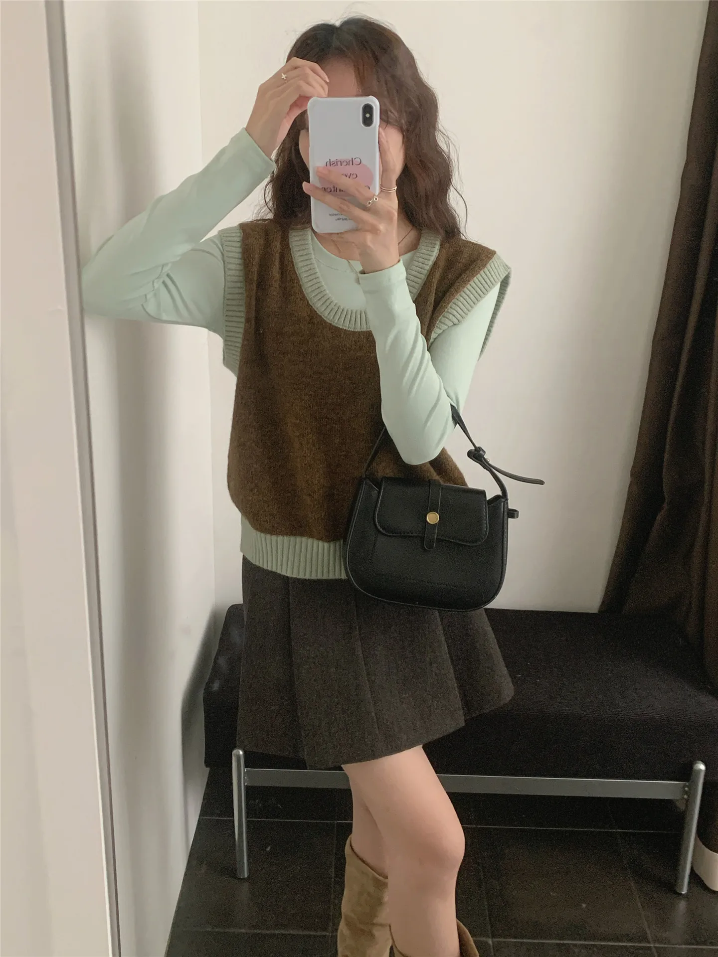 

Unique Women's Knitted Sweater Vest Autumn Winter Mint een Color Blo Long Sve round Ne Warm Thermal Casual Faion