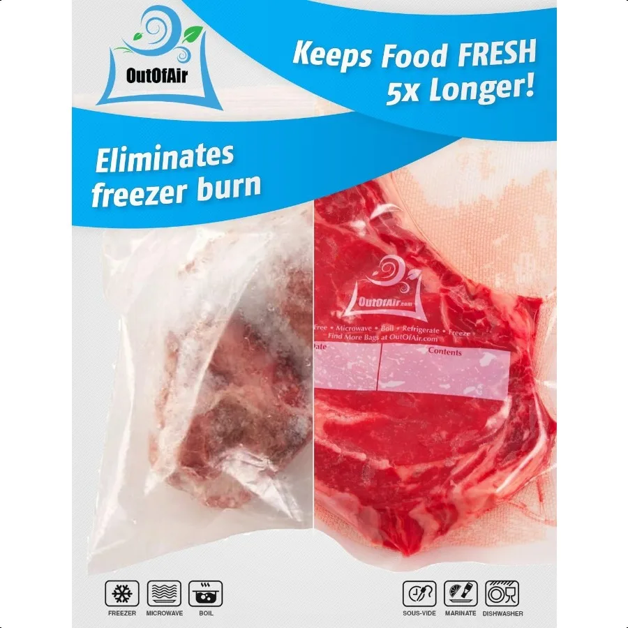 100 كيس سد مكنسة كهربائية: حجم كوارت 8 × 12 من Works with FoodSaver آيفون آخر 33 درجة تجارية خالية من مادة BPA مقاس 8 × 12 بوصة