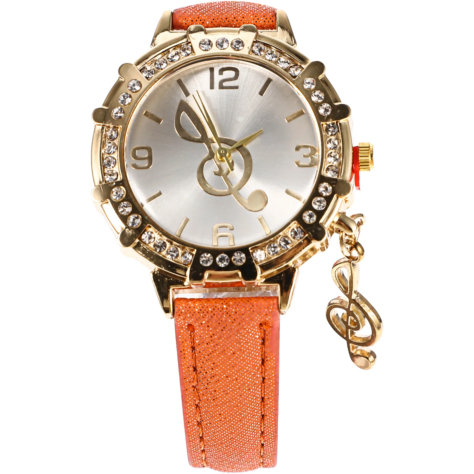 

Rhinestone Women Wristwatch Golden Mirror Glass Metal Adjustable Accurate Time Fashionable Simple Quartz Watches