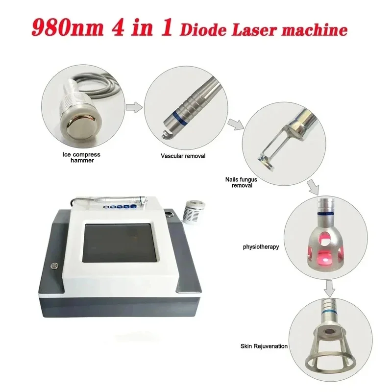 

980nm Diode Laser Vascular Removal Machine 30W 4 in 1 Remove Spider Veins 980 Diode Laser Blood Vessels Removal Nail Fungus