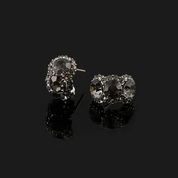 New Women's Retro Dark Gray Ear Clip Without Ear Hole Mosquito Coil Earrings Letter C Shape Earrings Gift