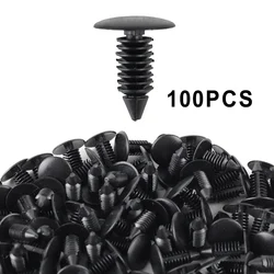 100 PCS 8mm Hole Car Clips Car Fasteners Fender Bumper Guard Brackets Plastic Rivets Black Cover Pick Buckle