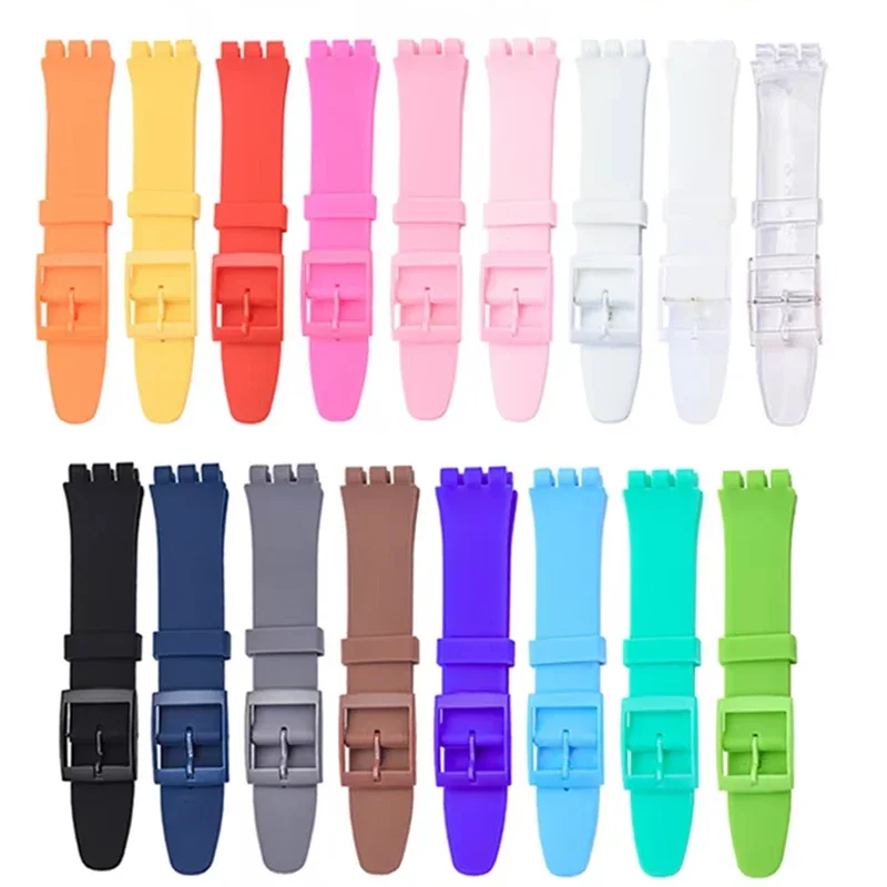 Pulseira de silicone macio para swatch 16mm 17mm 19mm 20mm pulseira de relógio colorida masculino feminino substituição relógios acessórios