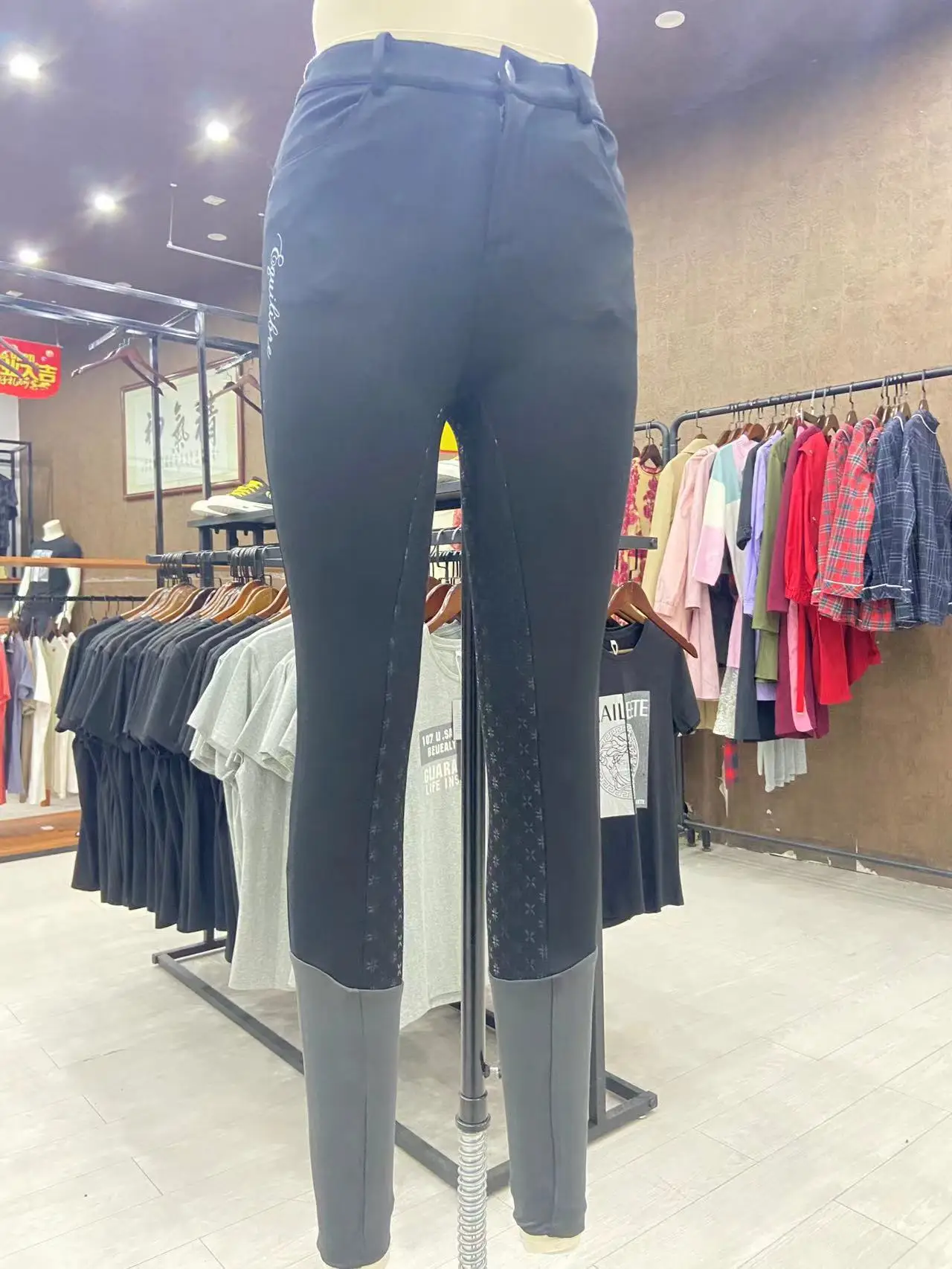 Neue Frauen Reit Hosen Hohe taille Tasche Gewinde drücken Slim Fit Laufhose Sport Horse Reithose