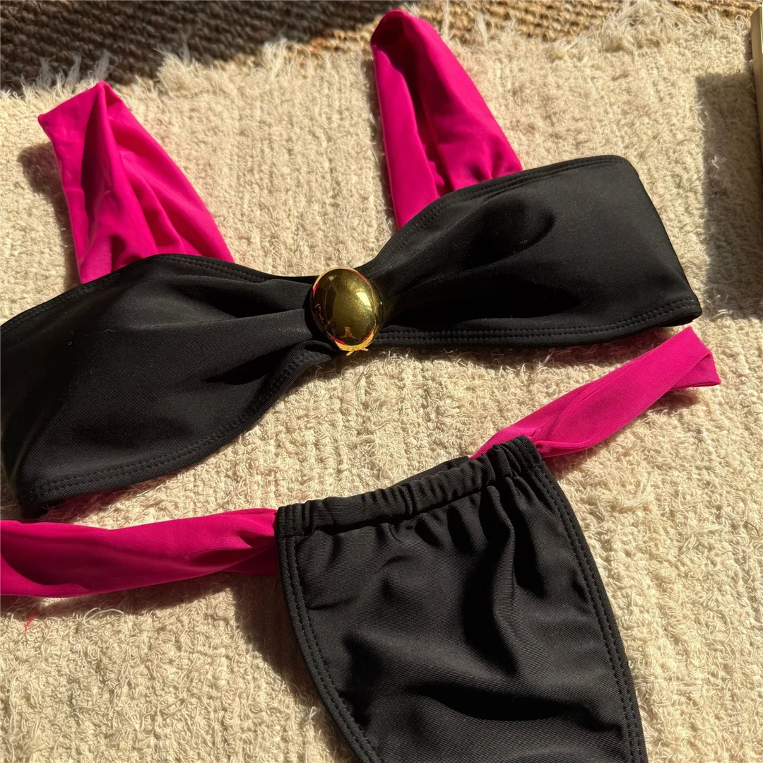 Mit Rock-Spleiß, hoch geschnittenem Bikini, Damen-Badebekleidung, dreiteiliger Bikini-Set, Badeanzug, Badebekleidung, Schwimmbekleidung V6582 – Detail 21