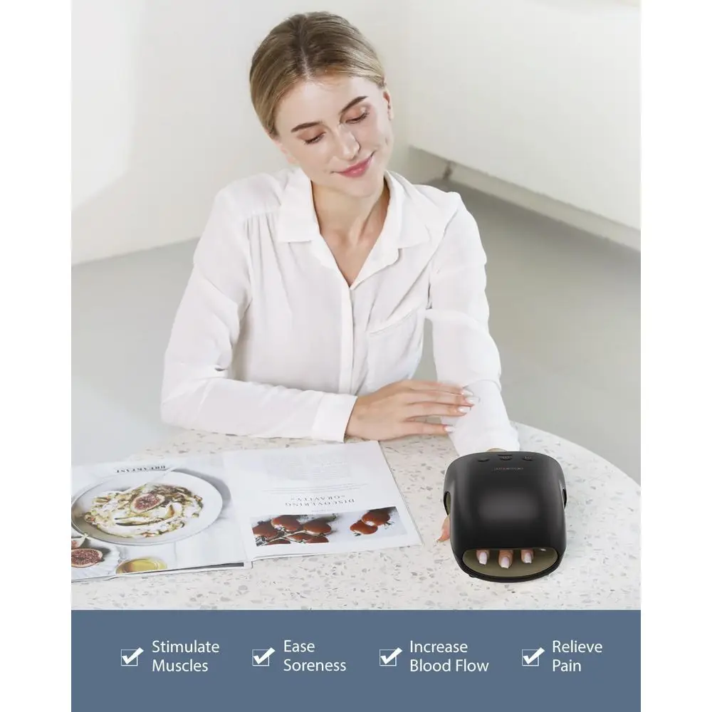 جهاز مساج يدوي لاسلكي مع حرارة وضغط لتخفيف الآلام وتخفيف نفق الرسغ، هدية مثالية للنساء (أسود)