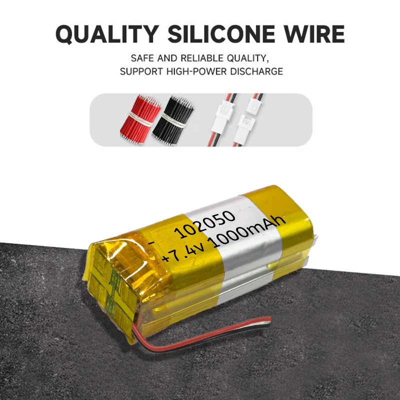 1-20pcs 7.4V 102050-2S 1000mAh Rechargeable LiPo Lithium Polymer Battery for DIY Small Electronic Devices Mouse