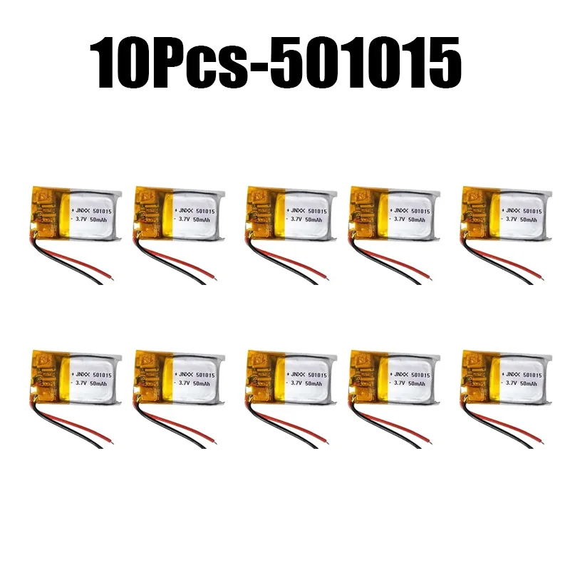 10PCS- New 3.7V 501015 50mah Lipo Rechargeable Lithium Li-Polymer Li-ion Battery for Earphone Wireless Headphones Headset 501015