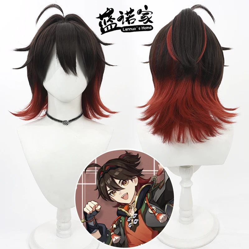 

Anime Genshin Impact Gaming Cosplay Wig Halloween Carnival Party Props Synthetic Hair Heat Resistant Fiber + Wig Cap