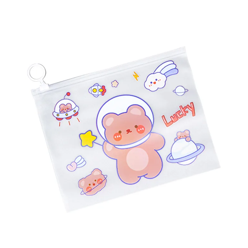 

20pcs/lot Cartoon File Student Transparent Waterproof Test Paper Bag Zipper Kawai Stationery Pencil Bag Office School Supplies