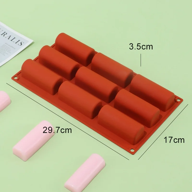 

9 Cavity 3D Cylinder Silicone Dessert Molds - Silicone Cylinder Mold Twinkie Pan Cake Molds for Baking Thanksgiving Cake Pan