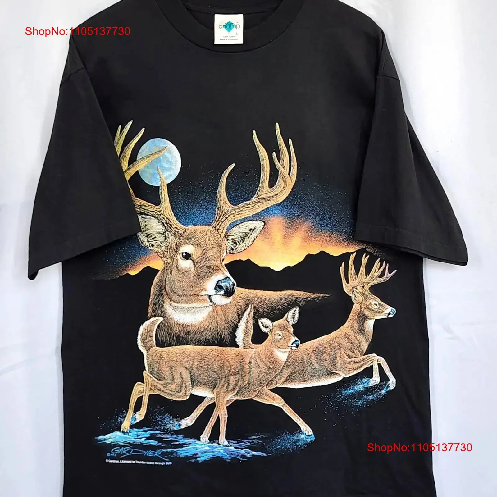 

VTG 1992 Gardner Черная футболка Sz L с оленем 90-е ПРИРОДА винтажная стираная унисекс модная стильная мягкая уличная одежда с графическим рисунком Удобная