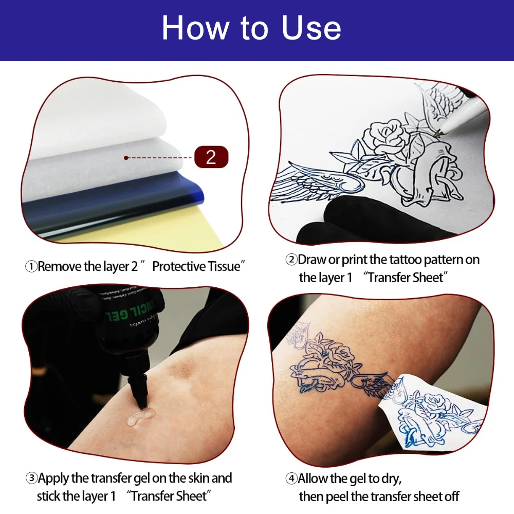 20/100 Sheets Tattoo Transfer Paper Tattoo Stencil Paper for Professional Easy to Use 4 Layers A4 Size Stencil Paper for Tattoo