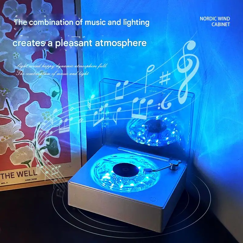 مصباح جو مموج مائي مربع، ضوء ليلي، هدية إبداعية للفتيات بجانب السرير، مصباح طاولة ديناميكي لهب أورورا #5