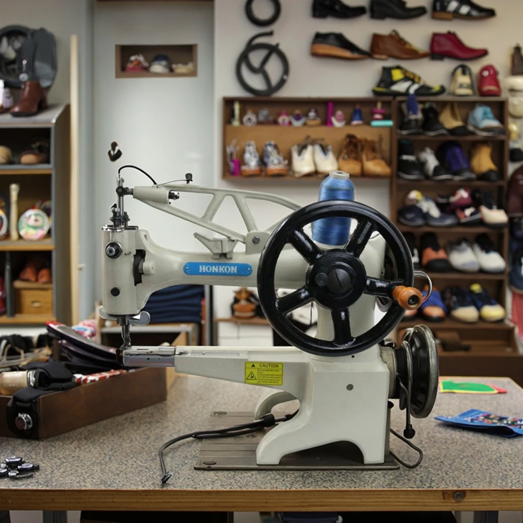 

HK 2972 Mechanical Shoe Repair Machine Hand Crank Leather Garment Sewing Needle Feed Used Condition Core Motor Bearing