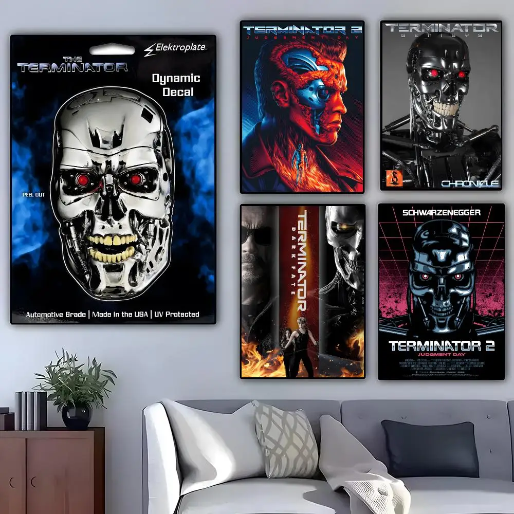 Movie The Terminator Poster Self-adhesive Art Waterproof Paper Sticker Coffee House Bar Room Wall Decor