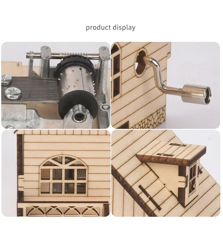 DIY Holzhaus Spieluhr Modellbausatz Spaß pädagogische Wissenschaft Spielzeug Physik handgemachte Montageblöcke