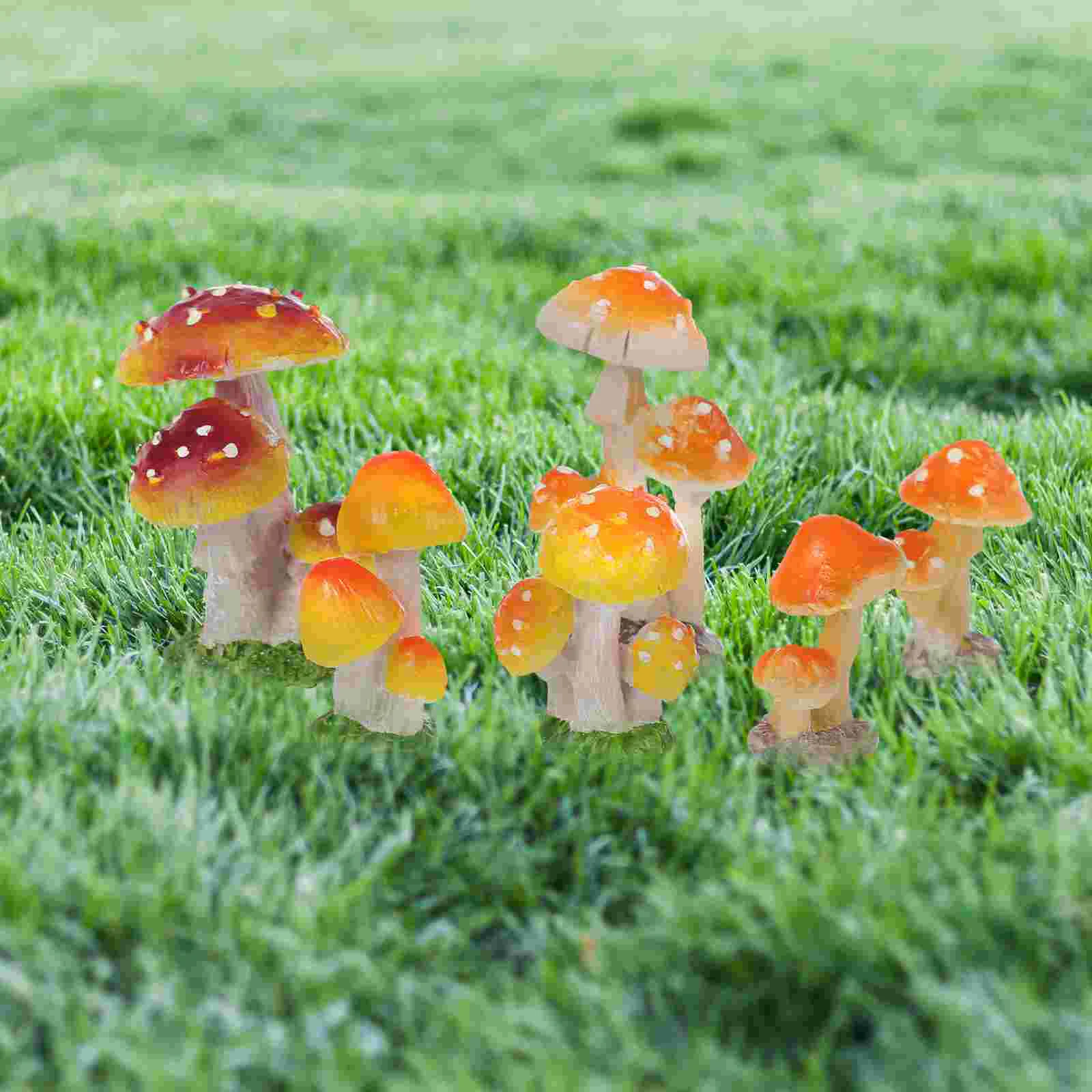 6 Pcs Mini Mushrooms Chic Adornment Micro Landscape Decoration Garden House Creative Craft Dashboard Bonsai