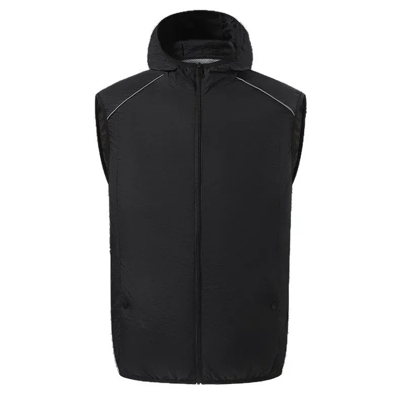 Hooded Cooling Fan Vest Unisex 3-Speed Sleeveless Air Conditioned Work Jacket for Summer Outdoor