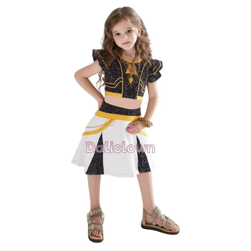 CyAnime KPOP Demon Hunters Cosplay Costume Kids Puff Sleeve Golden Rumi Zoey Mira Dress Birthday Party Halloween Outfit Girls