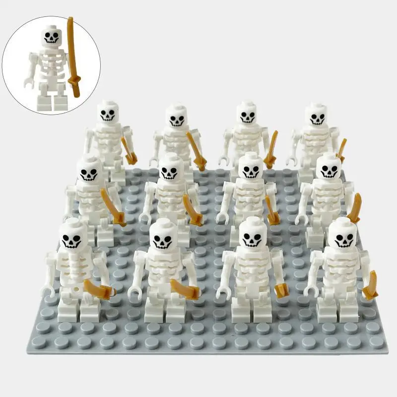Skeleton puppet army skeleton soldiers building block puppet skeleton corps with weapons phalanx building block