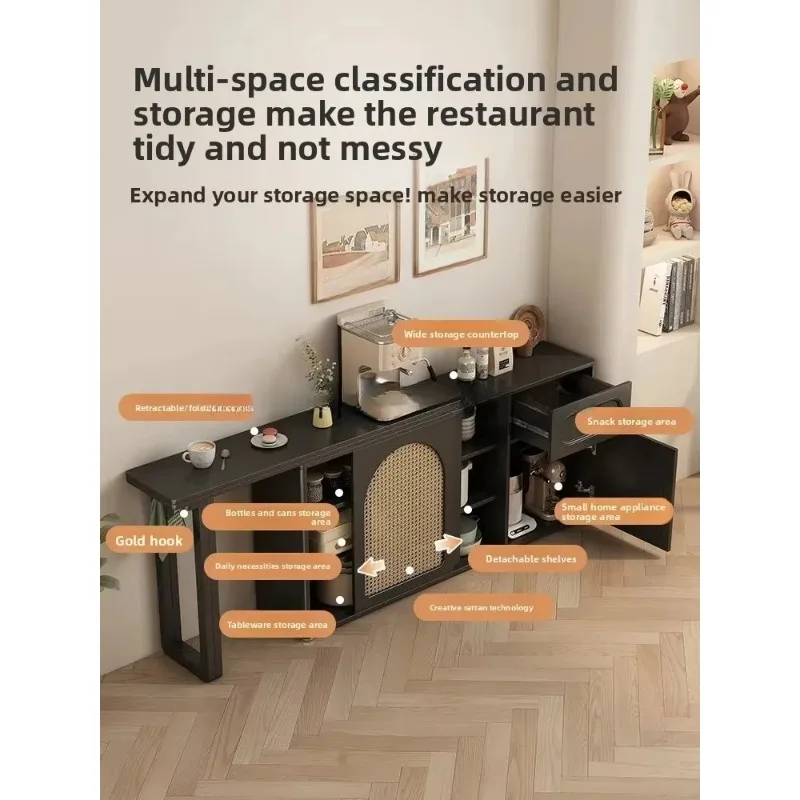 Vintage Style Island Dining Table Home Use Extendable Folding Rotating Kitchen Bar Sideboard Home DecorX14