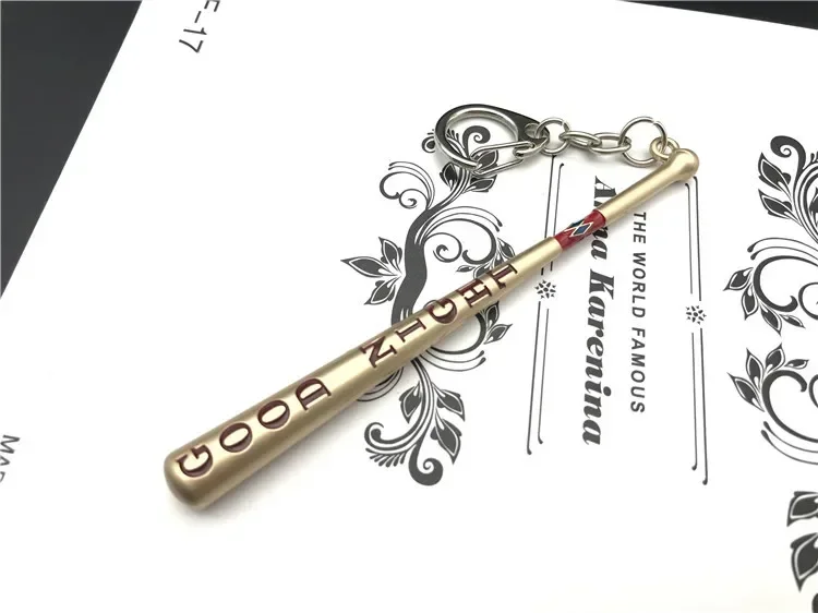 DC Anime Figure Suicide Squad Harley Quinn Baseball Bat Metal Keychain Bag Key Ring Pendant Accessory Kids Toys Birthday Gifts